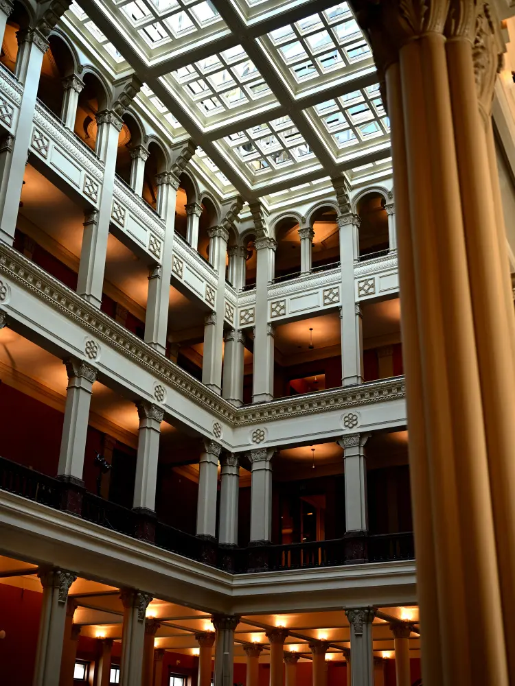 the cortile atrium at the Landmark Center in Saint Paul, Minnesota
